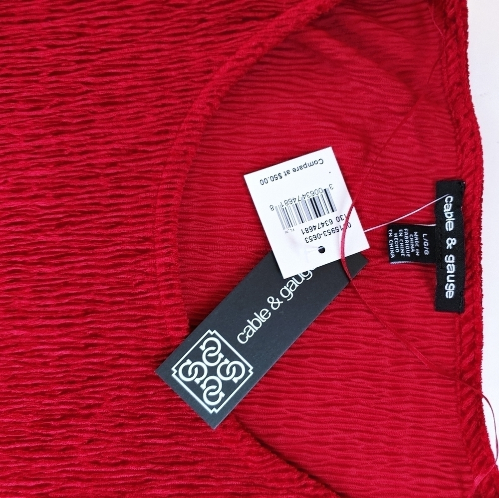 NWT Red Ribbed Tunic Polyester L - Picture 2 of 6